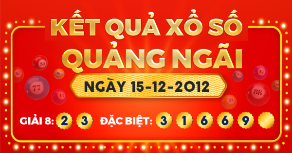 Kết quả xổ số Quảng Ngãi ngày 15/12/2012