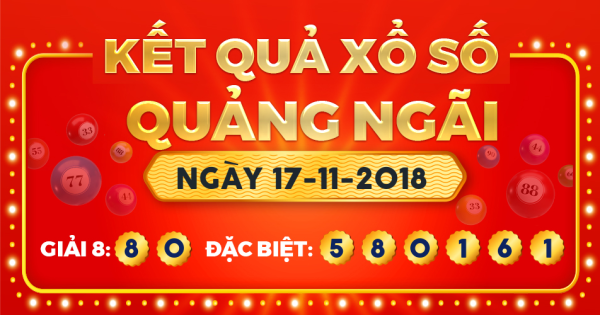 Kết quả xổ số Quảng Ngãi ngày 17/11/2018
