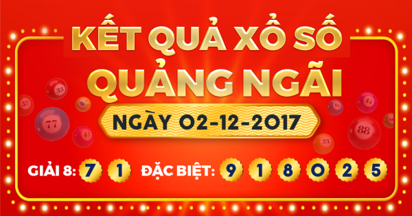 Kết quả xổ số Quảng Ngãi ngày 2/12/2017