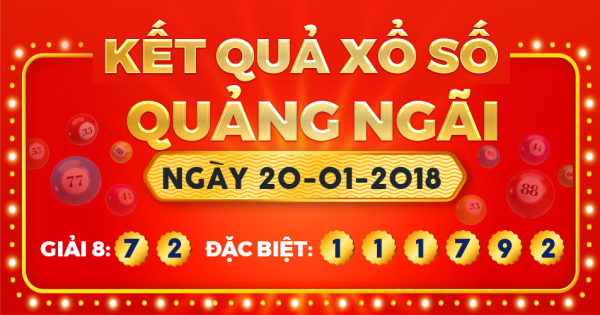 Kết quả xổ số Quảng Ngãi ngày 20/1/2018