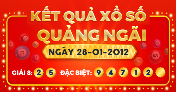 Kết quả xổ số Quảng Ngãi ngày 28/1/2012