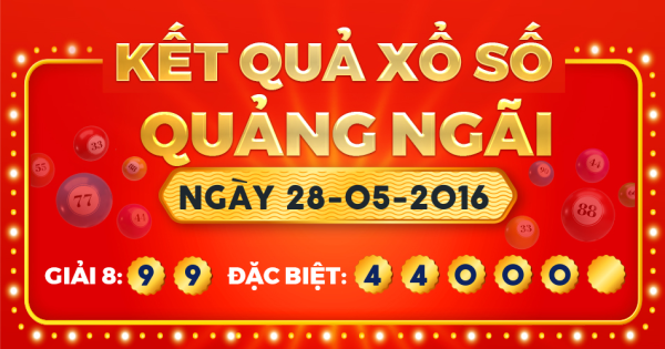 Kết quả xổ số Quảng Ngãi ngày 28/5/2016