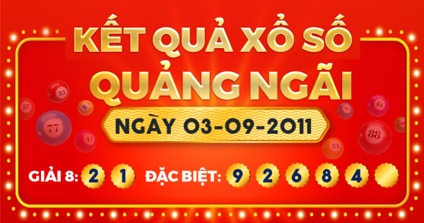 Kết quả xổ số Quảng Ngãi ngày 3/9/2011